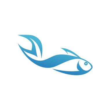 Balık ve yüzgeç logosu tasarım vektör çizimi kavramı