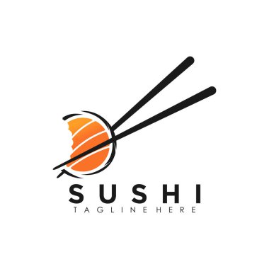 İllüstrasyon prim kavramına sahip suşi logo tasarım vektörü
