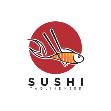 İllüstrasyon prim kavramına sahip suşi logo tasarım vektörü