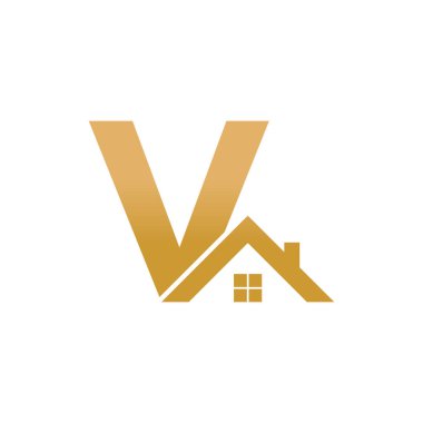 V konsept harfli ev logosu tasarımı