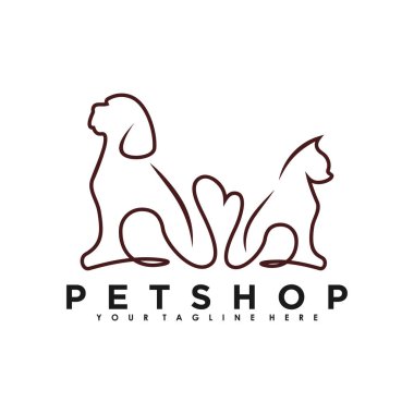 Yaratıcı illüstrasyonlu Petshop logo tasarım vektörü