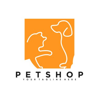 Yaratıcı illüstrasyonlu Petshop logo tasarım vektörü