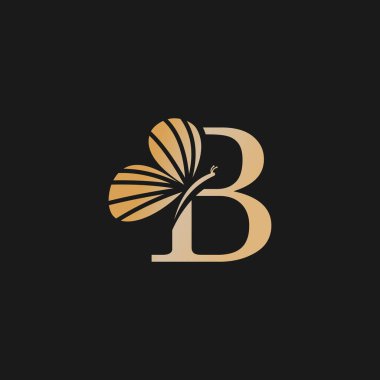 Kelebek logosu iş için altın gradyan renk ve harf kavramına sahip bir taşıyıcı