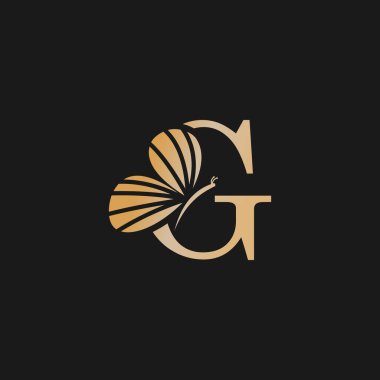 Kelebek logosu iş için altın gradyan renk ve harf kavramına sahip bir taşıyıcı