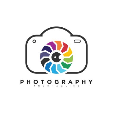 Modern illüstrasyon kavramına sahip fotoğraf logosu tasarım vektörü