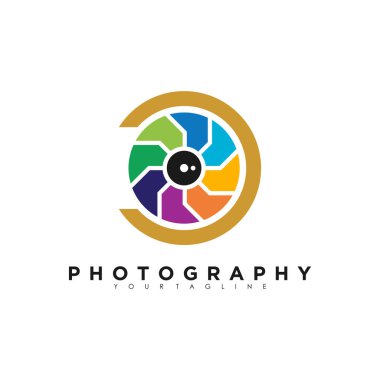 Modern illüstrasyon kavramına sahip fotoğraf logosu tasarım vektörü