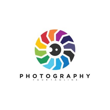 Modern illüstrasyon kavramına sahip fotoğraf logosu tasarım vektörü