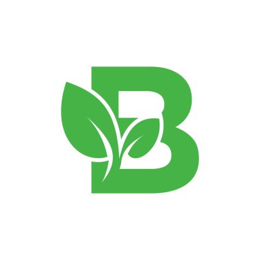 Harf konseptli yaprak logo tasarım vektörü