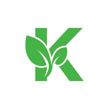 Harf konseptli yaprak logo tasarım vektörü