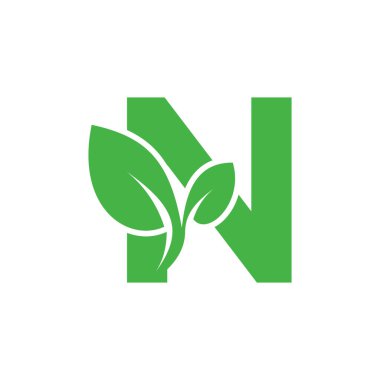 Harf konseptli yaprak logo tasarım vektörü