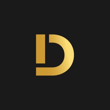 D harfi logo tasarım vektörü yaratıcı illüstrasyon ve altın gradyan konsepti ile