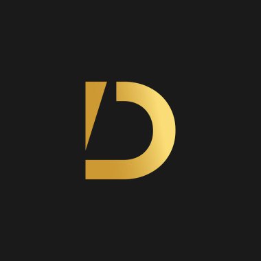 D harfi logo tasarım vektörü yaratıcı illüstrasyon ve altın gradyan konsepti ile