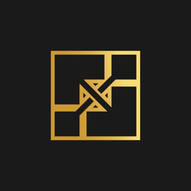 Marka iş logosu tasarım vektörü yaratıcı kare konsept ve altın gradyan