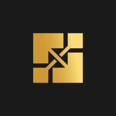 Marka iş logosu tasarım vektörü yaratıcı kare konsept ve altın gradyan