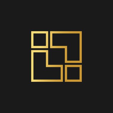 Marka iş logosu tasarım vektörü yaratıcı kare konsept ve altın gradyan