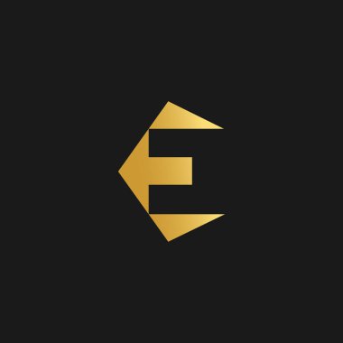 E harfi logo tasarım vektörü yaratıcı illüstrasyon ve altın gradyan konsepti ile