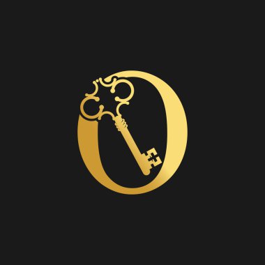 Kreatice konsepti ve altın gradyanı olan anahtar harf logo tasarım vektörü