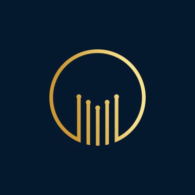 Yaratıcı fikri olan altın bina logosu tasarım vektörü