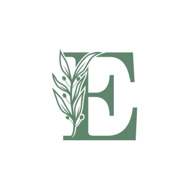 Yaratıcı çiçek kavramına sahip Botanik logo tasarım harf vektörü