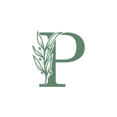 Yaratıcı çiçek kavramına sahip Botanik logo tasarım harf vektörü