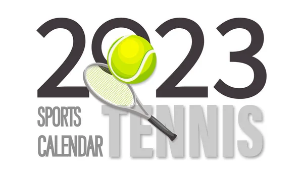 Tennis 2023 Emblem Sports Calendar Sports Badge Large Capital Letters — Stock Vector
