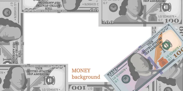 100 Долларов Купюр Векторные Деньги Фон Плакат Рамка Оборот Сто — стоковый вектор