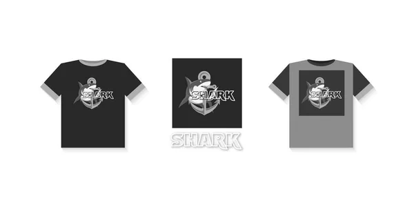 Tubarão Vector Ilustração Estilo Simples Design Emblema Para Shirt Adesivo —  Vetores de Stock