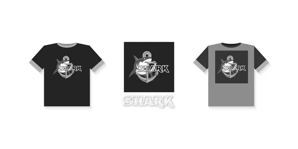 Tubarão Vector Ilustração Estilo Simples Design Emblema Para Shirt Adesivo —  Vetores de Stock