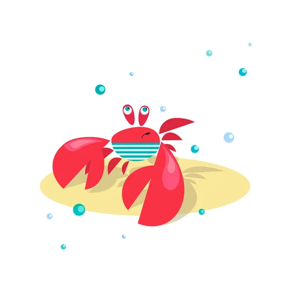 Red Sea Crab Summer Beach Season Cute Crab Sailor Funny — Stock Vector