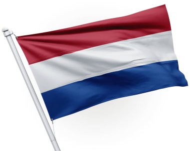 Beyaz arka plan üzerinde izole Hollanda bayrağı