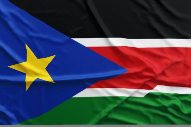 Rüzgarda Güney Sudan bayrağı. 3d illüstrasyon