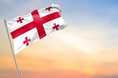 Günbatımı arka planında Georgia bayrağı