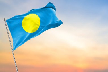 Bayrak direğinde dalgalanan Palau bayrağı