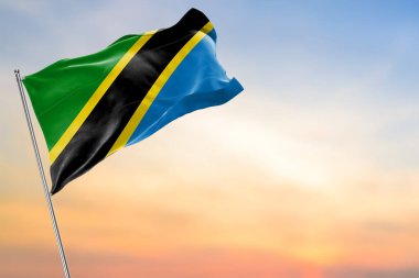 Tanzanya bayrağı rüzgarda sallanıyor.