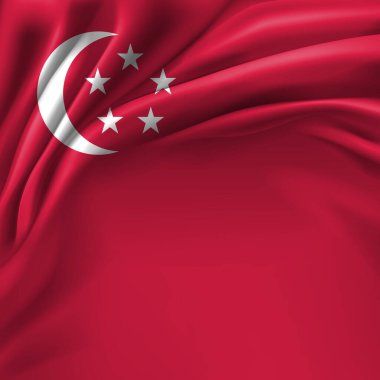 Singapur bayrağını sallayan Singapur bayrağı. 3d illüstrasyon