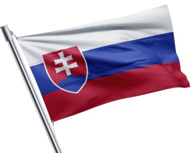 Slovakya ve Slovakya 'nın ulusal kumaş bayrakları beyaz arka planda izole edildi. 3d resimleme.