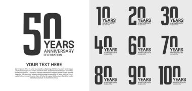 set of anniversary premium logo with black color isolated on white background clipart