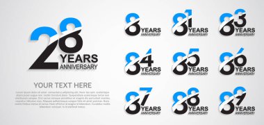 set anniversary logotype premium collection blue black color with swoosh on white background clipart