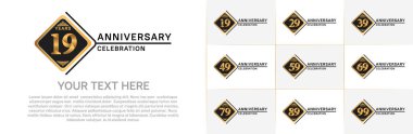 set of anniversary with golden color can be use for celebration event clipart