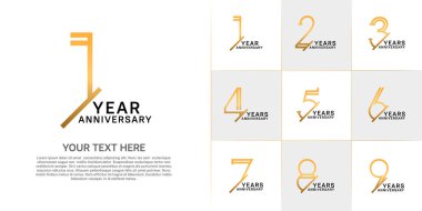 set of anniversary logotype golden and black color for special celebration event clipart