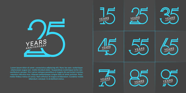 набор юбилейного логотипа белого и синего цвета для специального праздничного мероприятия