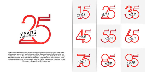 набор юбилейного логотипа красный и черный цвет для специального праздничного мероприятия