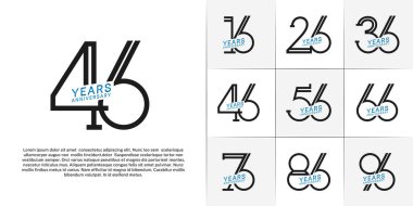 set of anniversary logotype black and blue color for special celebration event clipart