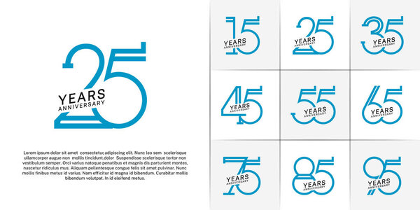 Набор юбилейного логотипа черно-синий цвет для специального праздничного мероприятия