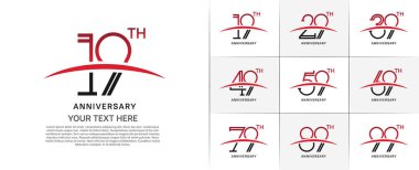 Özel kutlama etkinliği için siyah ve kırmızı renkli logolar seti.