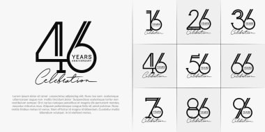 Özel kutlama etkinliği için siyah renk ve kaligrafi logosu seti