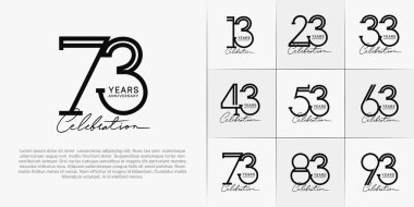 Özel kutlama etkinliği için siyah renk ve kaligrafi logosu seti