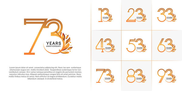 набор юбилейного логотипа золотого цвета и орнамента для специального праздничного мероприятия