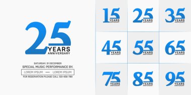 set of anniversary logo with blue and black number on white background can be use for celebration clipart