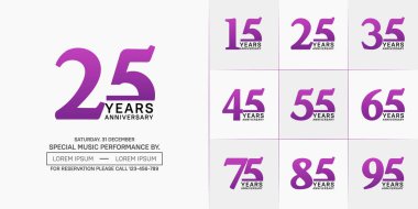 set of anniversary logo with purple and black number on white background can be use for celebration clipart